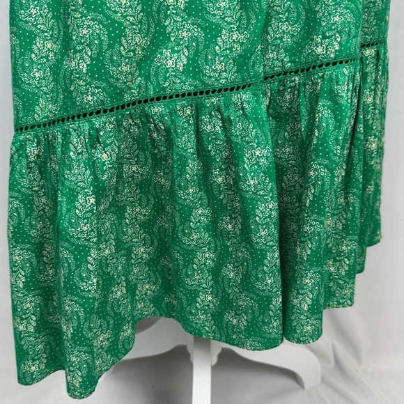 St. Roche Wrap Dress Short Sleeves Cotton Embroidery Green Floral Size XS Summer - Picture 6 of 16